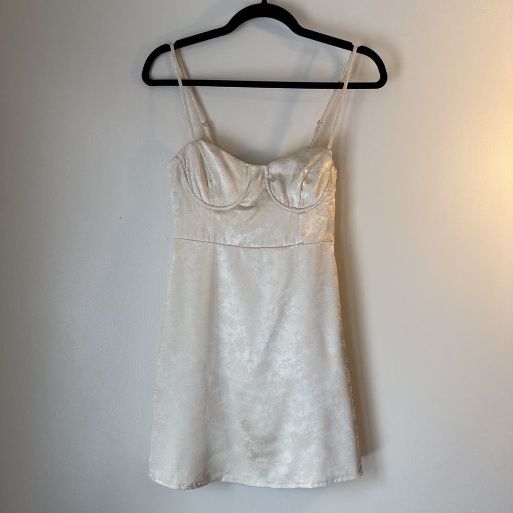 Princess‎ Polly Jazelle Satin Mini Slip Dress Ivory Womens Size 2 Coquette Y2K